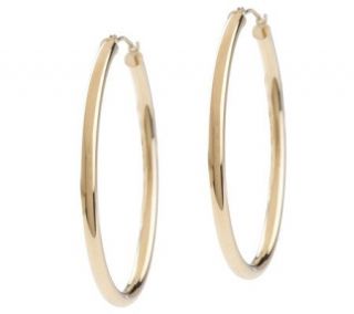 Large Polished Oval Hoop Earrings 14K Gold —