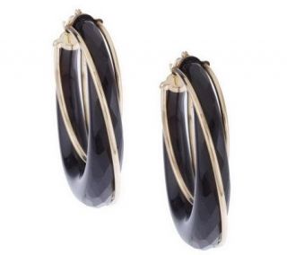 As Is Wrapped Faceted Gemstone Hoop Earrings, 14K   J270096