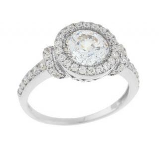 Diamonique 100 Facet Micropave Round Ring 14K Gold —