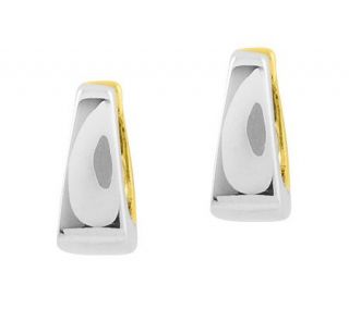 Two tone Square Hinged Solid Hoop Earrings, 14KGold   J305253