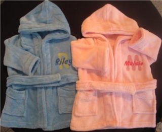 Personalised Any Name Baby Toddler Dressing Gown Hooded Robe Boy Girl