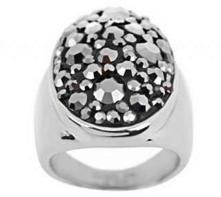 Steel by Design Oval Multi Crystal Sparkle Ring   J274555