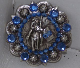 Barrel Racing Crystal Concho 1 with Sapphire Blue Crystals