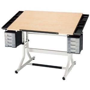  II Art Drawing Drafting Hobby Craft Table White Base Maple Top
