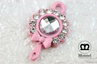 H483 Pink Mirror Crystal Charm Pendant Wholesale 3pcs