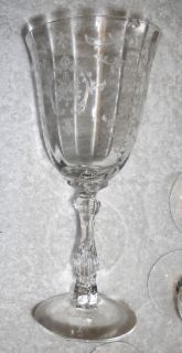 Fostoria Lenox Navarre Crystal Floral Etched Glass 7 5 8 Water
