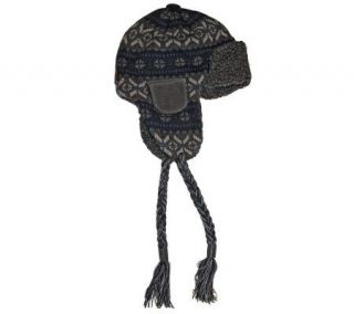 Muk Luks Sweater Vest Knit Button Top Trapper Hat for Men   A320497
