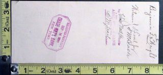 1899 Burlington Iowa $1400 Philip Crapo Bank Check w Revenue Stamp J P