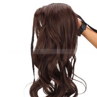 22 83 inch Dark Brown Curl Ponytail Clip on Hair Accessories Tail