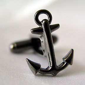 Graphite Grey Anchor Cufflinks   Made in the USA