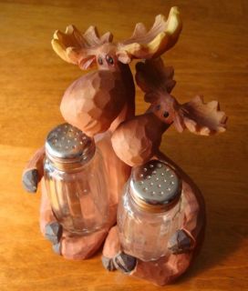 FULL SIZE MOOSE SALT AND PEPPER SHAKERS Log Cabin Lodge Kitchen Home