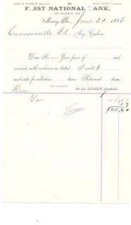 First National Bank Muncy PA 1886 Letterhead Document