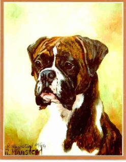 Boxer 3 Dog Print Signed by Ruth Maystead