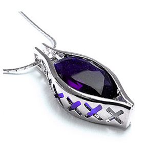 Fashion Jewelry Gift 2cm Big Purple Amethyst White Gold GP Pendant
