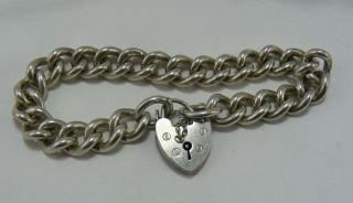 Vintage Heavy Solid Silver Curb Chain Charm Bracelet Full UK HM Love