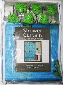New Frog Shower Curtain Set Hooks Toad Frogs Fabric