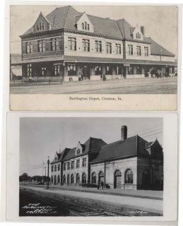 Burlington Railroad Depot Creston IA Postcards 1 RPPC