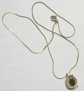 Vintage DCE Curtis Jewelry Black Stone Pendant 1 20 14 KGF Necklace