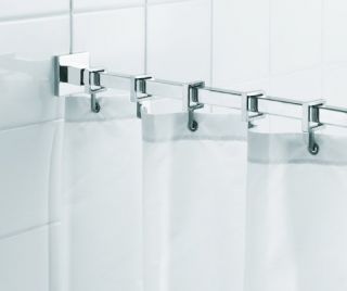Croydex AD116441YW 98 inch Square Max Shower Rod with Curtain Hooks