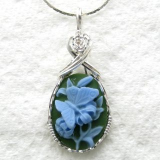  Butterfly Cameo Pendant Sterling Silver Custom Designed Jewelry