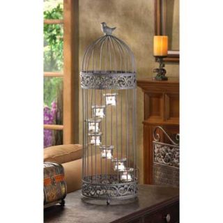 Beautiful Spiral Stepped Birdcage Staircase Candle Stand Iron Glass