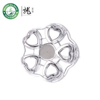 white yellow flower herbal crystal heart clear glass teapot warmer