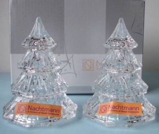 Nachtmann Crystal Christmas Trees 3 5 Clear Set of 2 Boxed New
