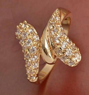Charming 9K Gold Filled CZ Womens Ring Size 7 B373
