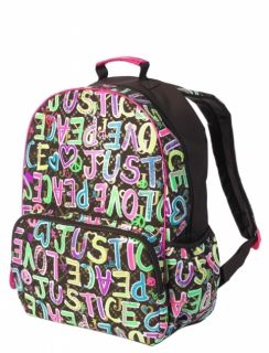 Justice Signature Peace Love Brown Backpack Girls 5 6 7 8 9 10 11 12