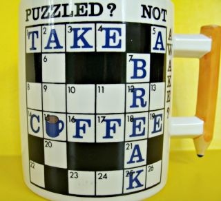 Crossword Puzzle Coffee Mug Tea Cup Shafford 1982 Susan Green Pencil