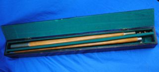 Vtg Billiards Pool Stick Cue in Padded Wooden Carrying Case Aluminum