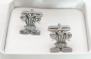 Prince of Wales Feathers Cufflinks in Fine English Pewter Gift Boxed