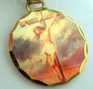 Crucifiction Charm Pendant 14kt Gilded Catholic Gift Boxed Medal