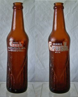 Vintage Amber Orange Crush ACL Soda Bottle Near Mint Condition 10 Oz
