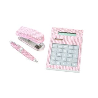 Piece Pink Crystal Desk Office Accessory Supply Set  Calculator