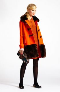 kate spade new york faux fur & wool coat & shirtdress