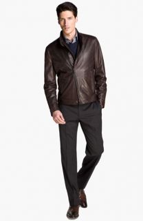 Armani Collezioni Leather Jacket, Sweater, Shirt & Slim Dress Pants