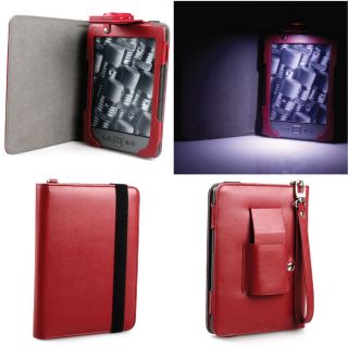  Kindle 4 (£69) Light Case   Illumicase Red Leather Cover
