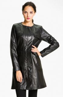 Laundry by Shelli Segal Collarless Leather Jacket