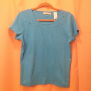 Womens Crazy Horse Knit Top Size Large Color Turquoise