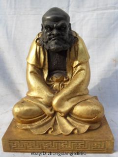 10Chinese Bronze Gilt Dharma Bodhidharma Damo Statue