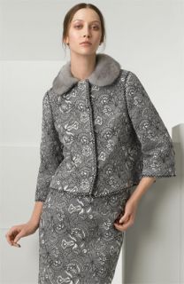 Andrew Gn Wool Lace Jacket with Mink Collar