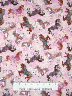 Painted Ponies Pink Carousel Dan Morris RJR Fabric BTY