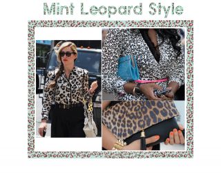 Nail Wrap Sticker  Leopard Mint   nail art / self nail womens