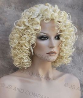 Human Hair Blend Wig Tight Curly Pale Blonde Heat Safe 613