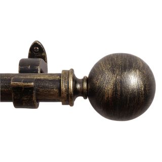 Curtain Rod 18 inch to 48 inch Black Gold Ball