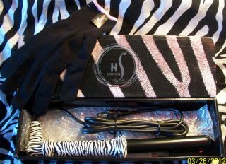  Zebra Black White Curling Iron Wand Clip Less Barrel 25mm Glove