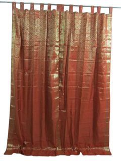  Curtain Burnt Orange India Brocade Sari Curtains Drapes Panels 96