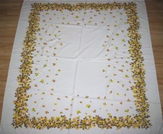 Vintage 60s Linen Floral Tablecloth Lot of 5 Large Table Cloths