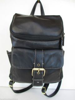 Bass Company Adorable Black Leather Pockets Sling Back Pack Handbag